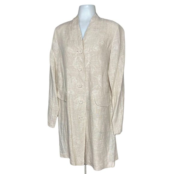 Eileen Fisher Embroidered Linen Coat Small - Picture 2 of 10